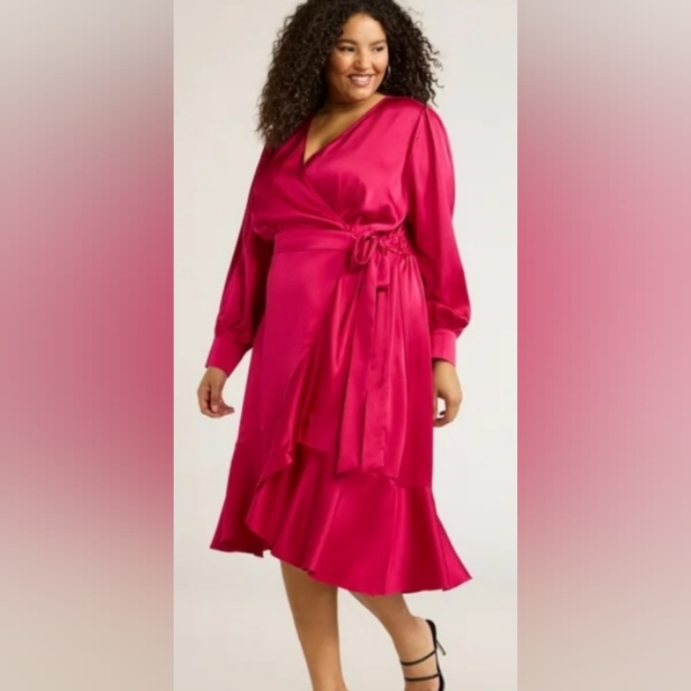 Sophia Vergara HOT MAGENTA PINK beautiful wrap dress NEW